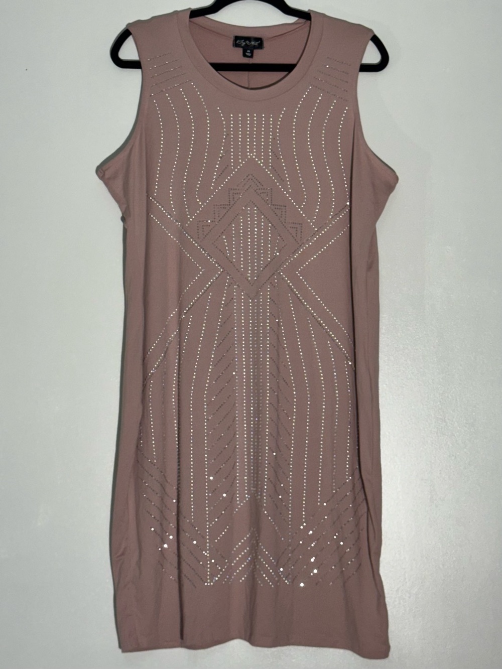 NEW Say What? Mauve Beaded Sleeveless Stretch Knit Dress 2X